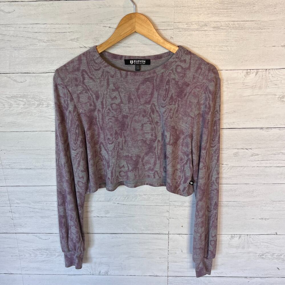 EleVen by Venus Williams Top Womens Size Small Purple and Gray Marbled Cropped - Picture 3 of 16